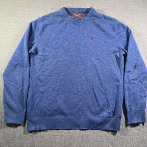 Marlboro Classics Men Blue Wool Crewneck Sweater Pullover Medium Ligtweight